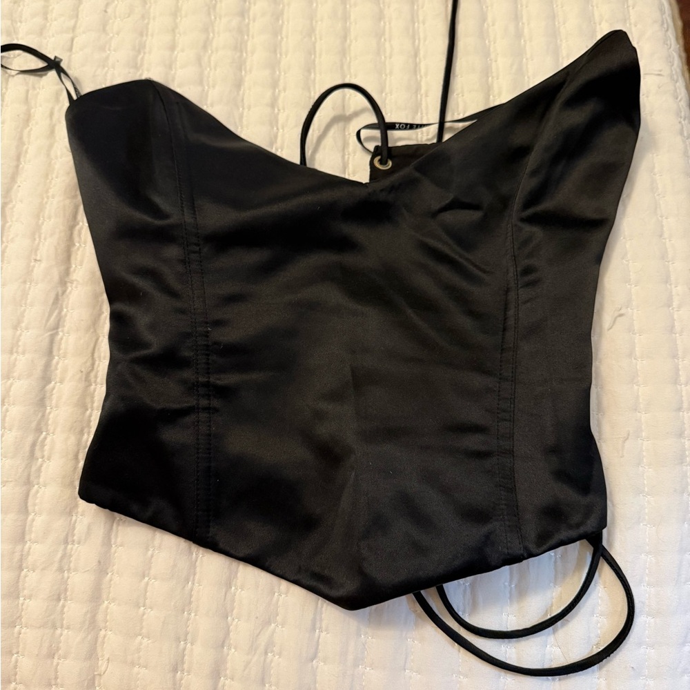 Black Satin Corset Top